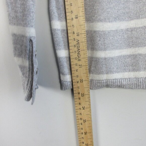 Club Monaco Linen Blend Nautical Sweater Women S Striped Gray White Knited 172 - Picture 8 of 9